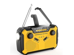RÁDIO DE EMERGÊNCIA AQUAFORGE com célula solar, FM/AM, manivela, lanterna LED, 2000mah, amarelo