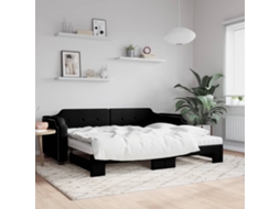 Vidaxl Sofá-cama Com Gavetão E Colchões 100x200 Cm Tecido Preto