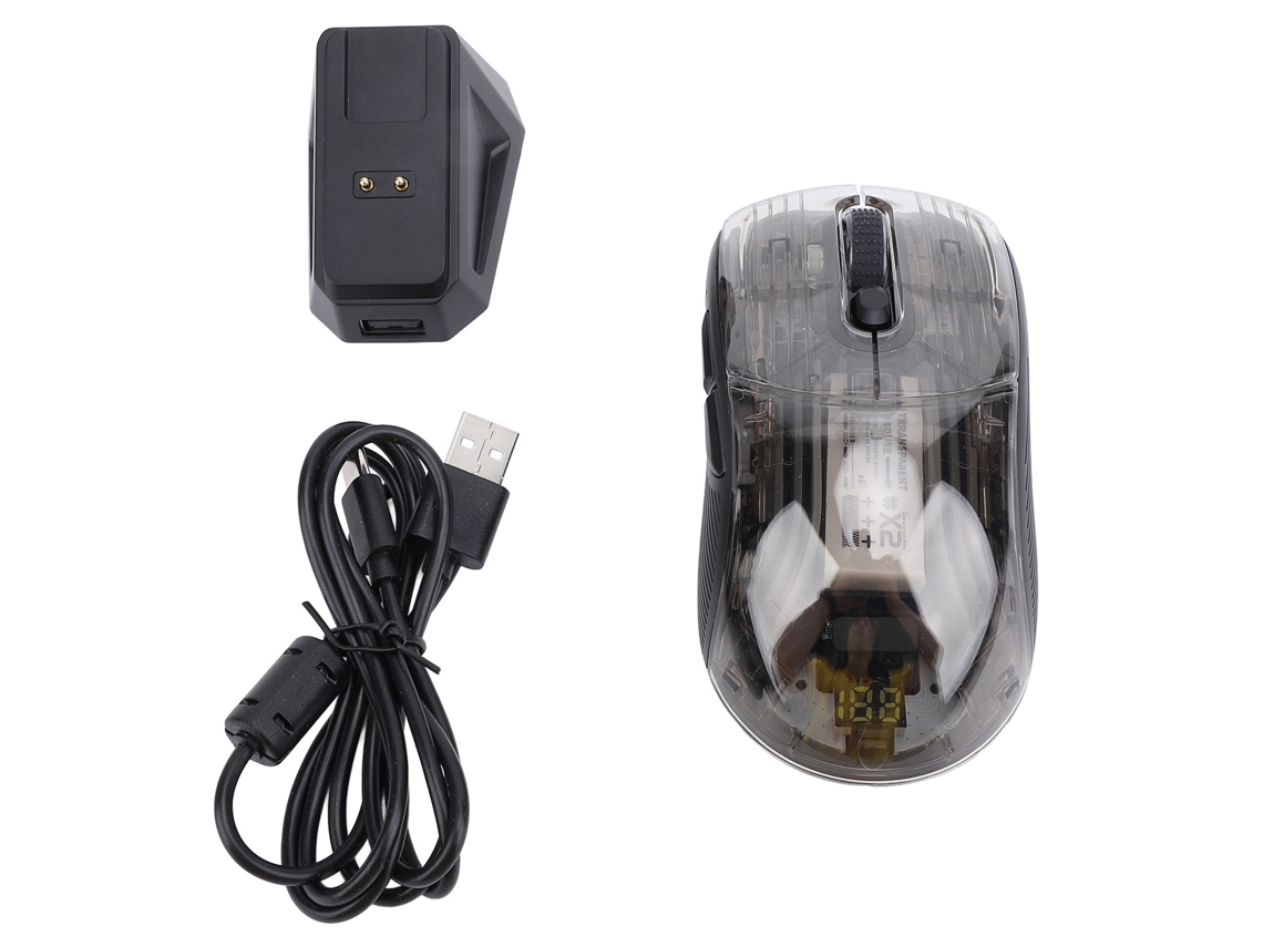 Aetheria mouse Transparente com Base de Carregamento Sem Fio Rgb e Modos Triplos Crystal Shell