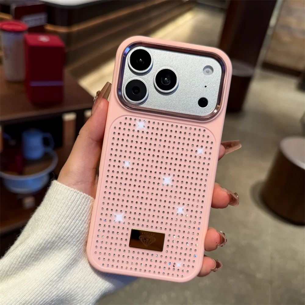 Capa Para Celular Com Strass Brilhantes (iphone 16, Rosa), Ideal Para Meninas. Capa Protetora Resistente A Impactos.
