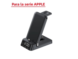(preto Para Iphone) Carregador Sem Fio Dobrável 4 Em 1 Com Funções De Relógio E Alarme