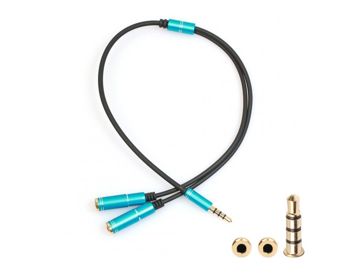 Cabo Computador Móvel Dois Em Um Áudio Um Ponto Dois Com Entrada De Microfone 3,5 Cabo De Áudio Azul*