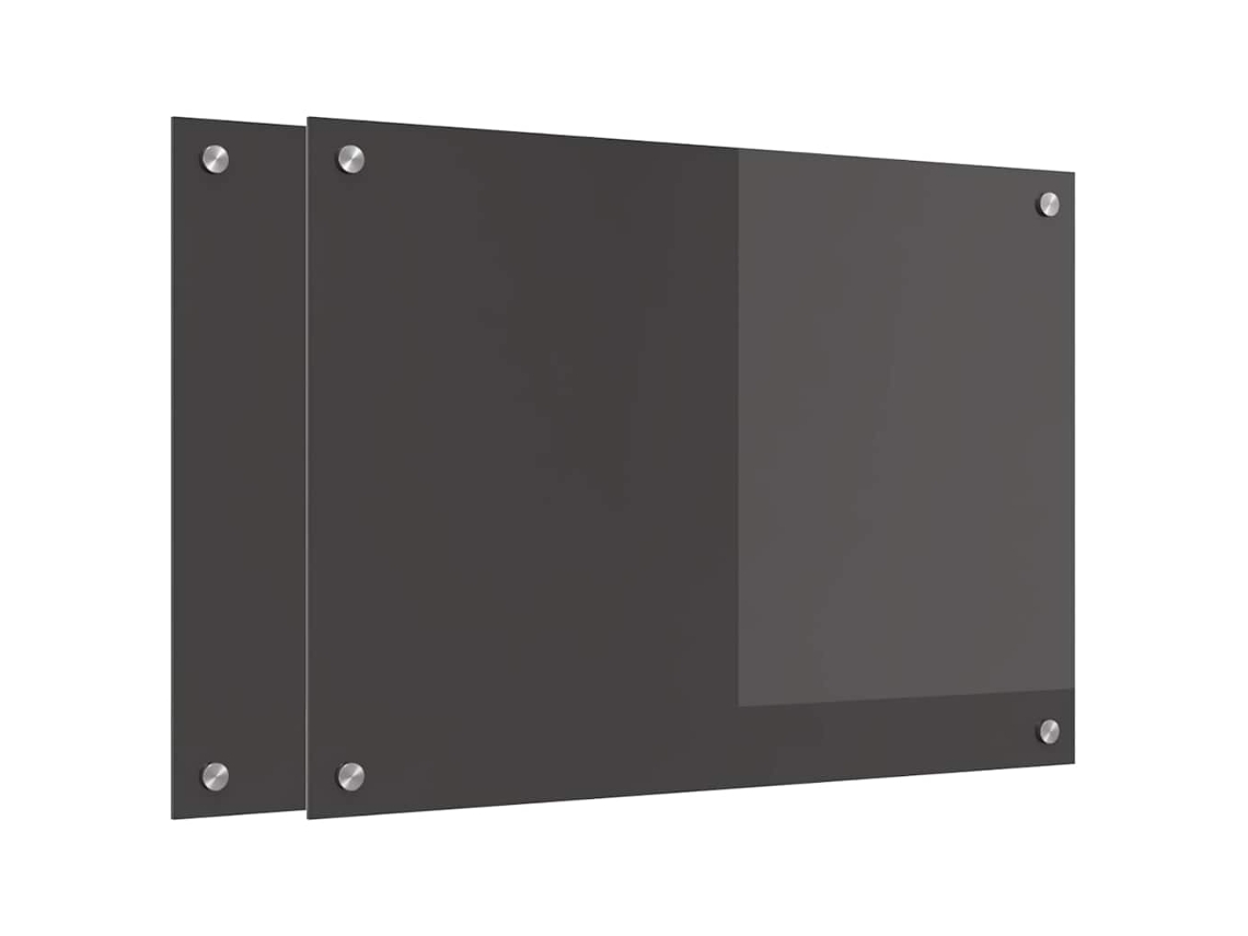 Conjunto 2 Backsplash De Vidro Temperado Para Cozinha Vidaxl Cinzento Vidro Temperado