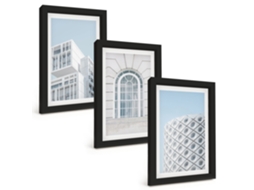 Um Conjunto De Imagens Decorativas Em Uma Molduraarquitetura Moderna Geometria Moldura Preta Pinturas De Quarto Espelharte (3 Peças 20x30 Cm)