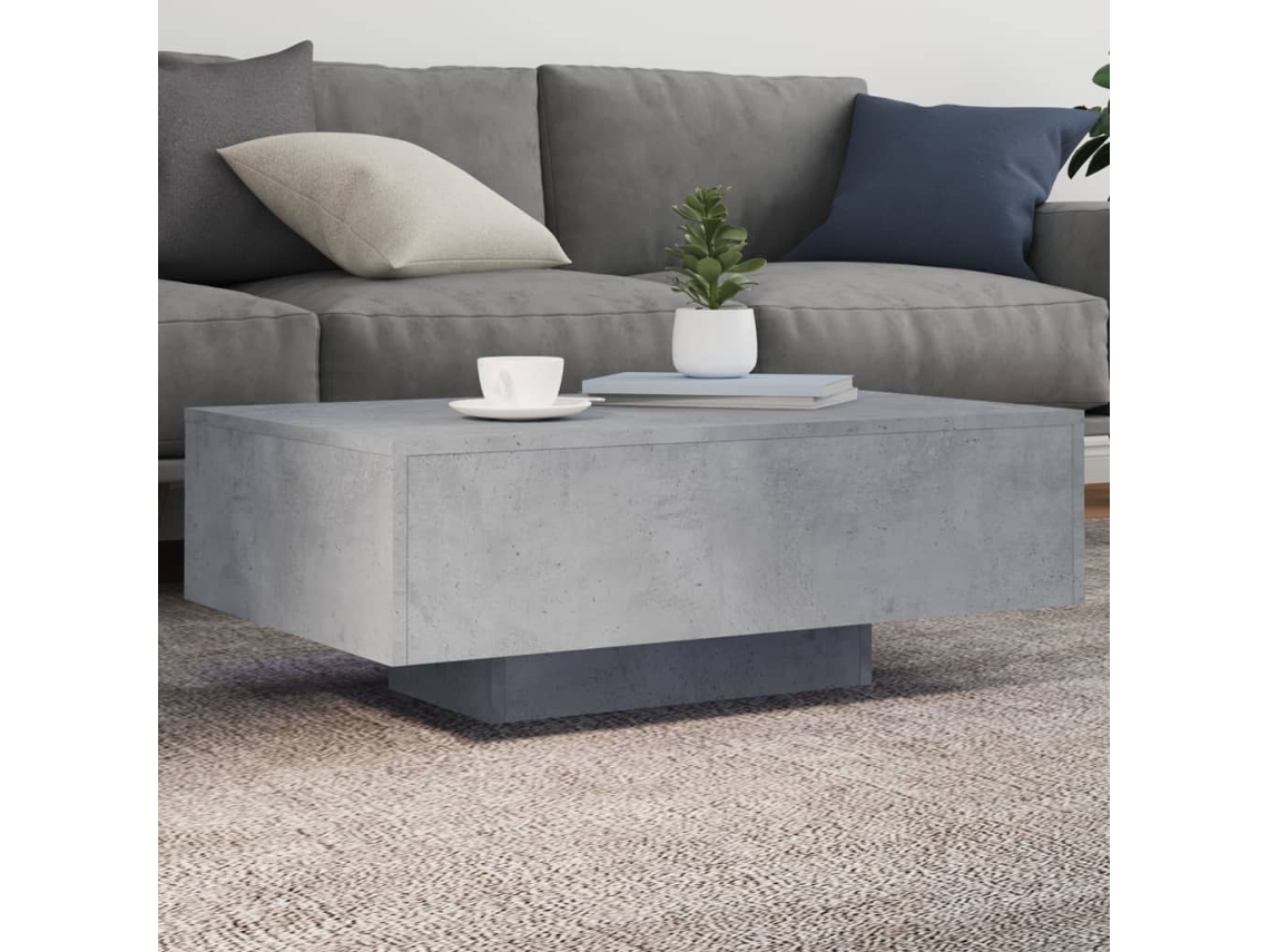 Vidaxl Mesa De Centro Com Luzes Led 85x55x31 Cm Cinzento Cimento
