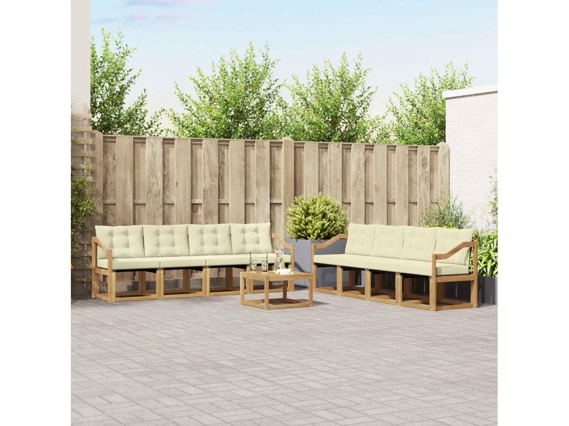 Vidaxl Conjunto De Sofás Para Exterior 9 Unid. Branco E Creme