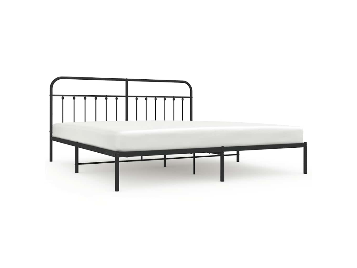 Bed Frame, Bed Frames Vidaxl Preto Aço (200 X 200 Cm)