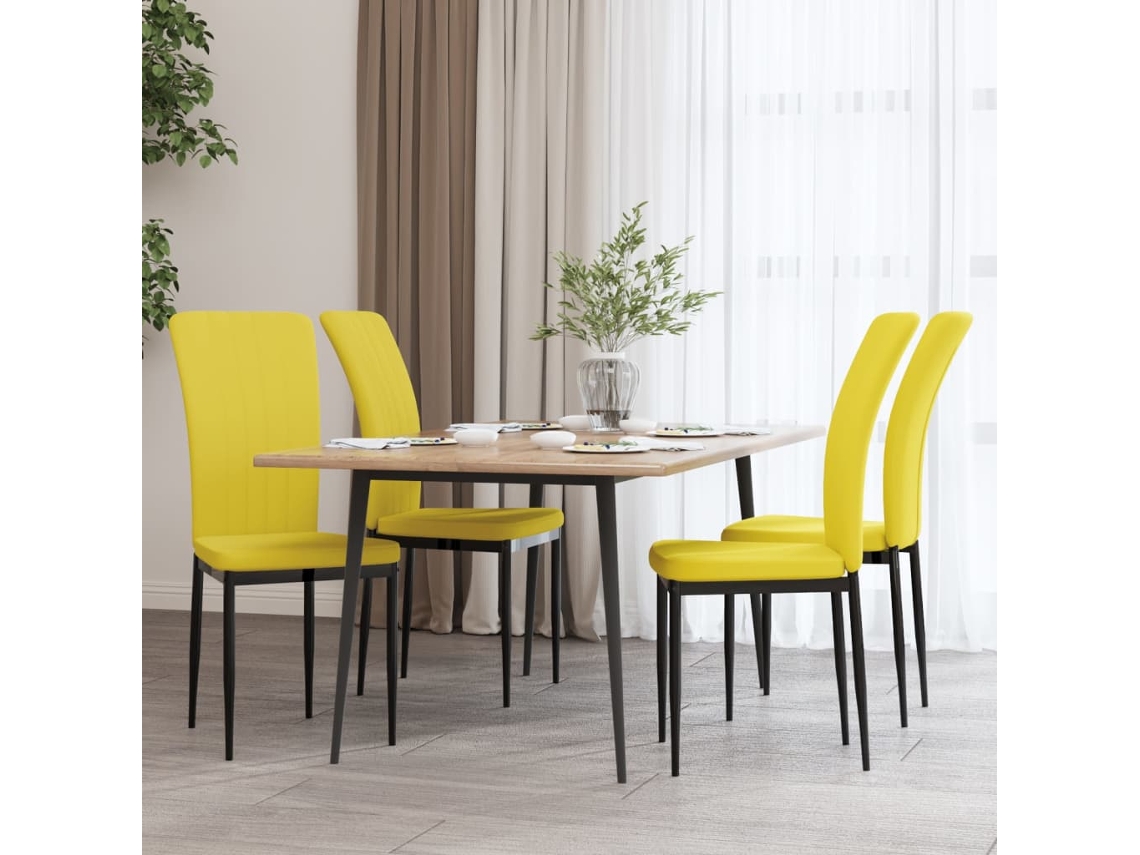 Vidaxl Cadeiras De Jantar 4 Pcs Veludo Amarelo Mostarda