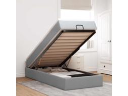 Vidaxl Estrutura Cama Otomana Colchão 100x200 Cm Tecido Cinzento Claro