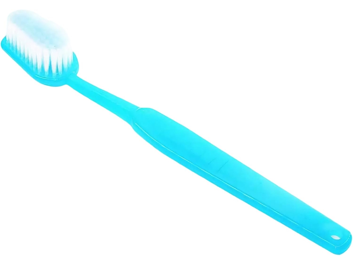 Escova De Banho 40cm Em Formato Dentes, Com Cabo Longo Em Abs E Cerdas Flocadas Para Uma Limpeza Divertida Das Costas