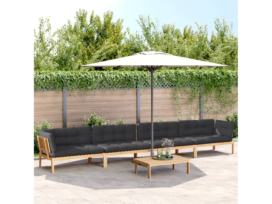 Vidaxl 5 Pcs Móveis De Paletes P/ Jardim Com Almofadões Acácia Maciça