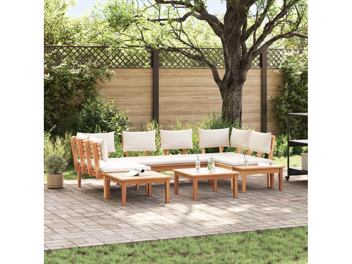 Vidaxl Conjunto De Sofá De Jardim 4 Unid. Marrom E Creme