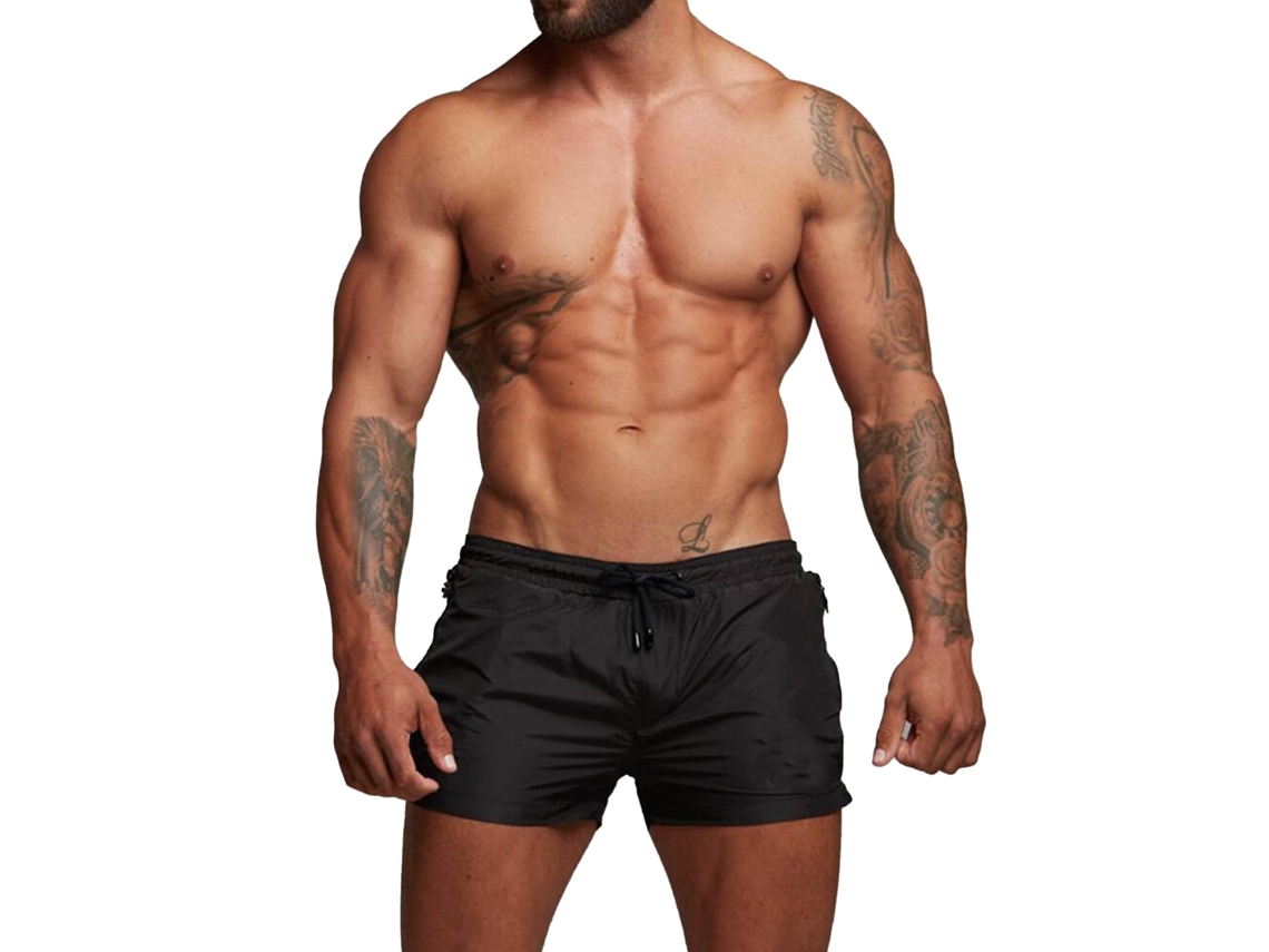 Pantalones Cortos Para Hombre Gimnasia Absorbente Transpirable Secado Rápido Con Bolsillos Negro Xl