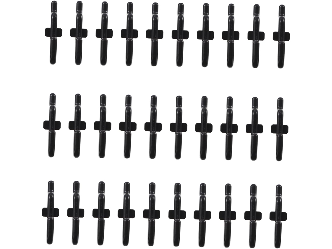 50 Ganchos Em J De Plástico Preto Para Painéis Perfurados, Fáceis Usar