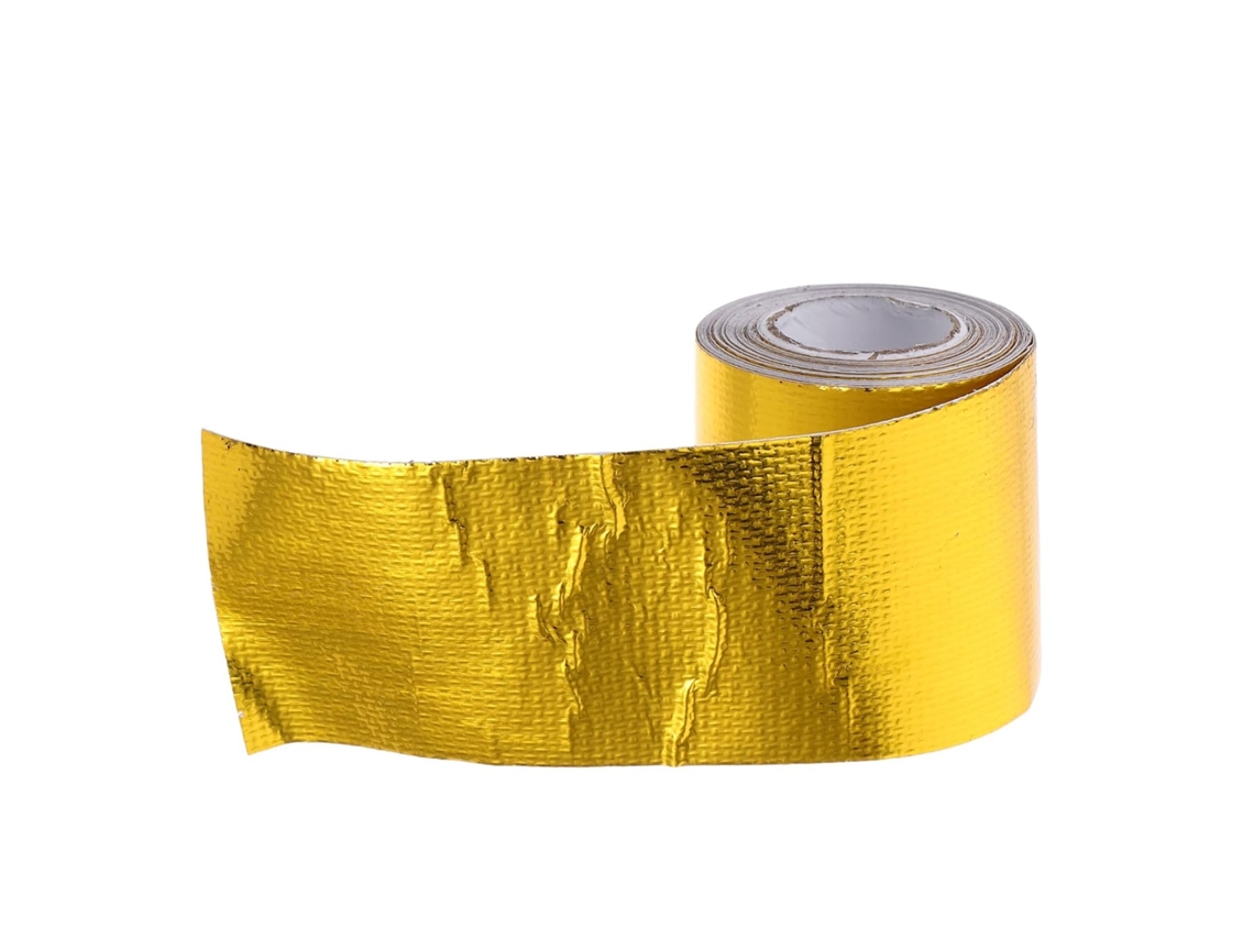 Fita Térmica Autoadesiva Dourada De Alumínio Resistente Ao Calor Para Motores E Tubos Escape Carros Fácil Instalação