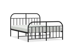Bed Frame, Bed Frames Vidaxl Preto Aço (135 X 190 Cm)