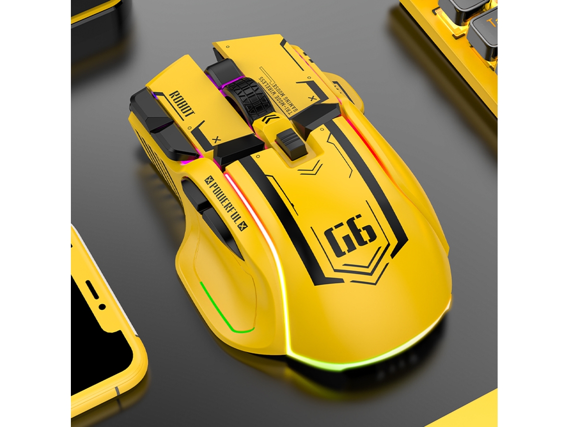 Mouse mecânico para jogos com Fio RGB de 12 botões MDUG (amarelo)