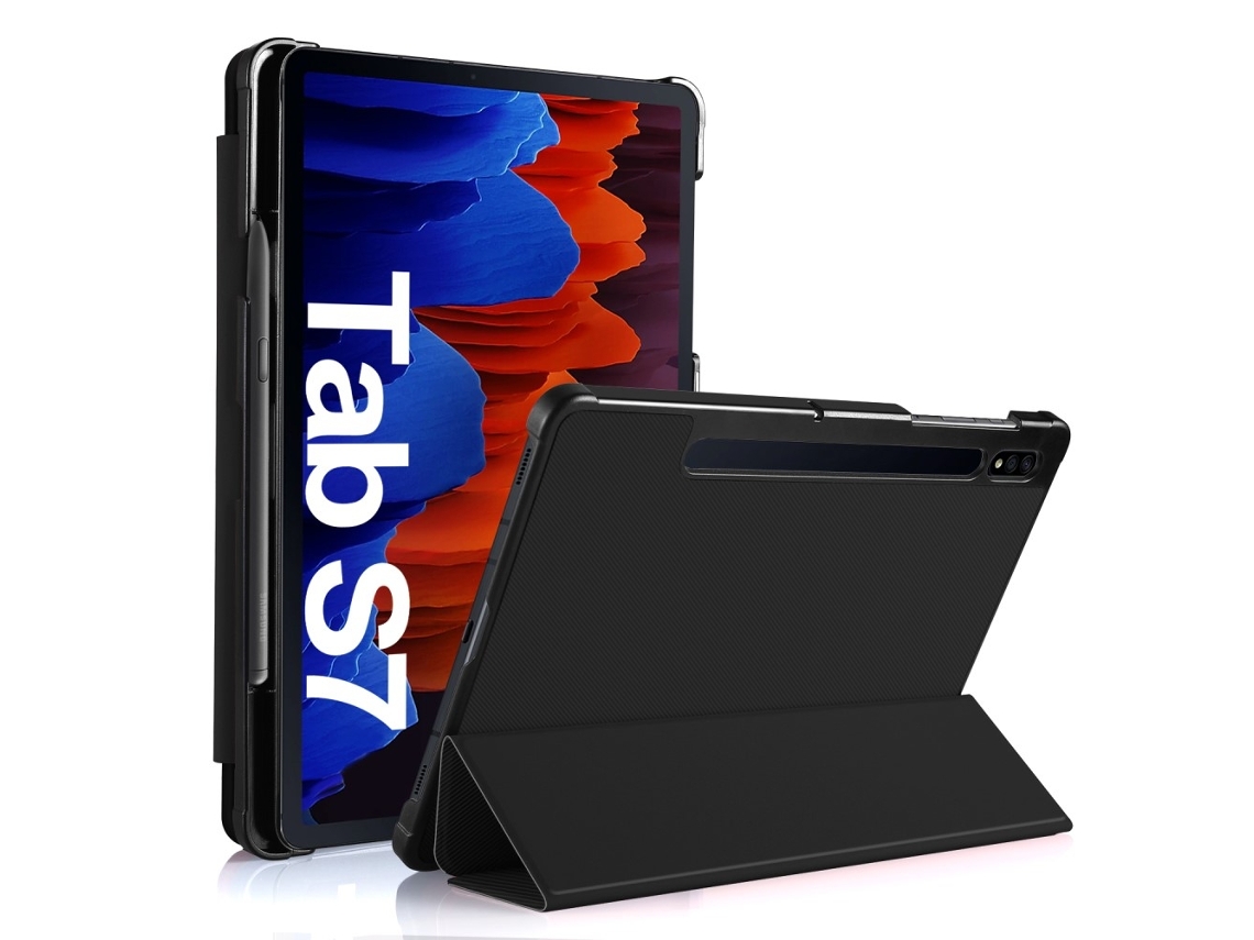Camada dupla com suporte Caneta para Samsung Galaxy Tab S7/S8, Preta
