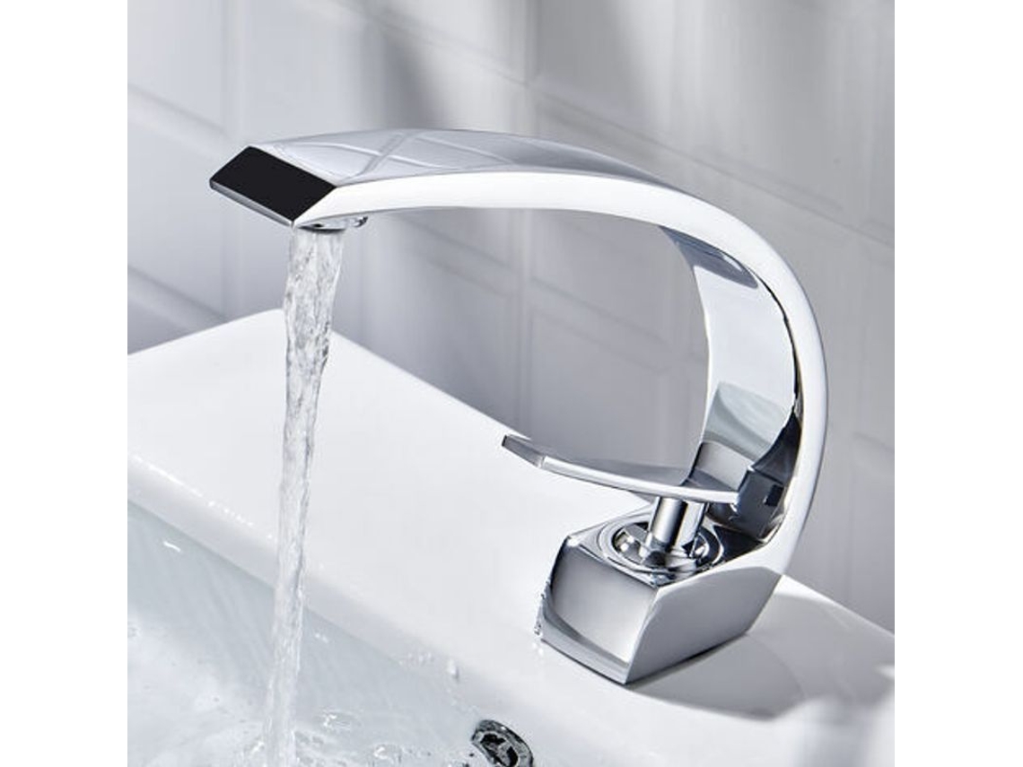 Torneira de Bacia Nova Line, com cascata, latão cromado, para banheiro | S/MARCA