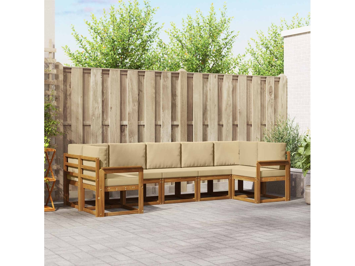 Vidaxl Conjunto De Sofás Para Exterior 7 Unid. Natural E Bege