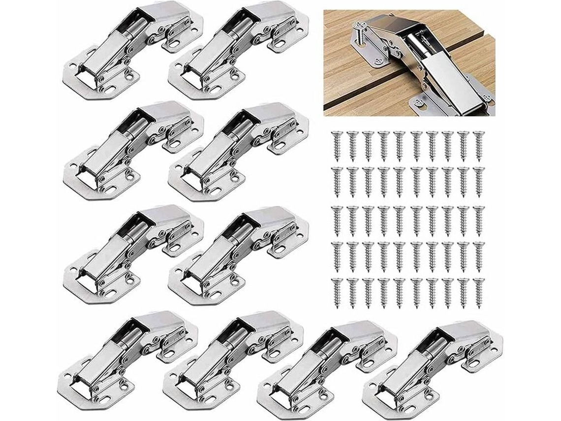 Dobradiças Para Portas De Armário, 10 Peças, 3 " 90°, Com Parafusos, Para Cozinha E Móveis, Para Internas