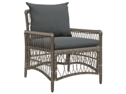 Conjunto 1 Cadeira De Rattan Vidaxl Cinzento Vime Pe (61 X 73 X 77 Cm)