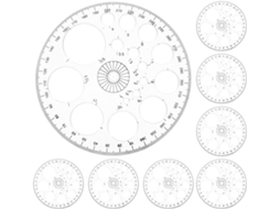 Conjunto Popetpop de 8 peças de plástico multifuncional com régua circular de transferência, régua de alta precisão e escalas para