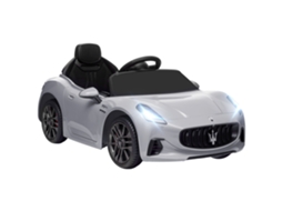 Carro Elétrico para Crianças Maserati Gran Turismo Folgore 12v Controlo Remoto Faróis Buzina e Música Mp3 98x59x43 Cm Cinza LAMAISON