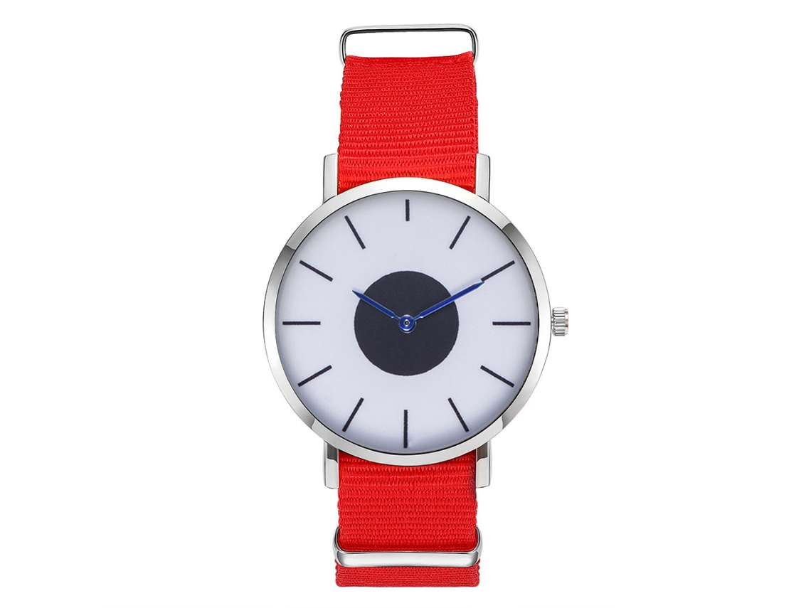 Reloj Hombre Moda Zhoulianfa Correa Nylon Dial Redondo Cuarzo Pulsera Rojo