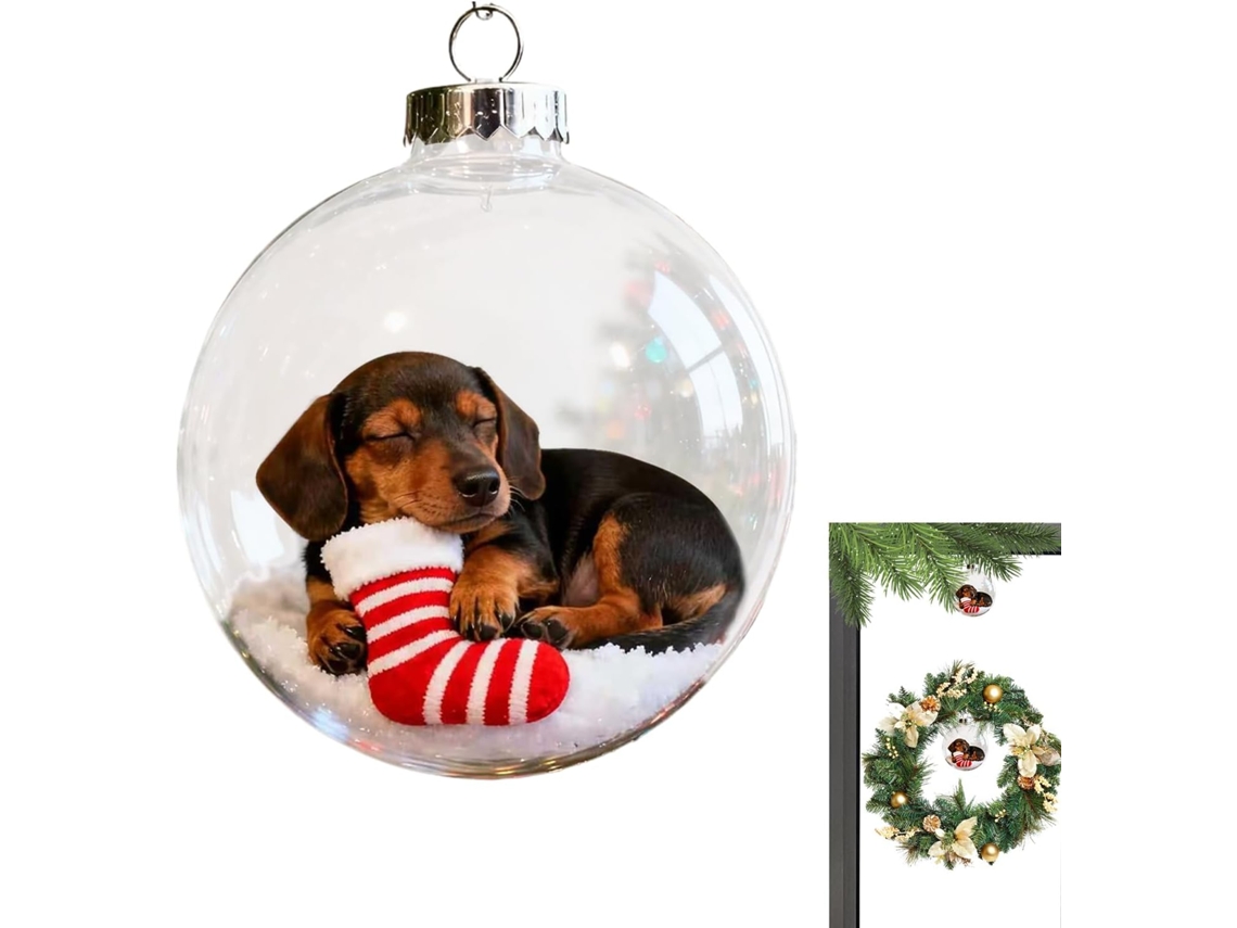 Enfeites Natal Inquebráveis Transparentes Pendurar Bolas Formato Cachorro Árvores Ideais Shoppings Quartos GOKOCO