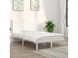 Vidaxl Estrutura Cama Pequena Casal 120x190 Cm Pinho Maciço Branco
