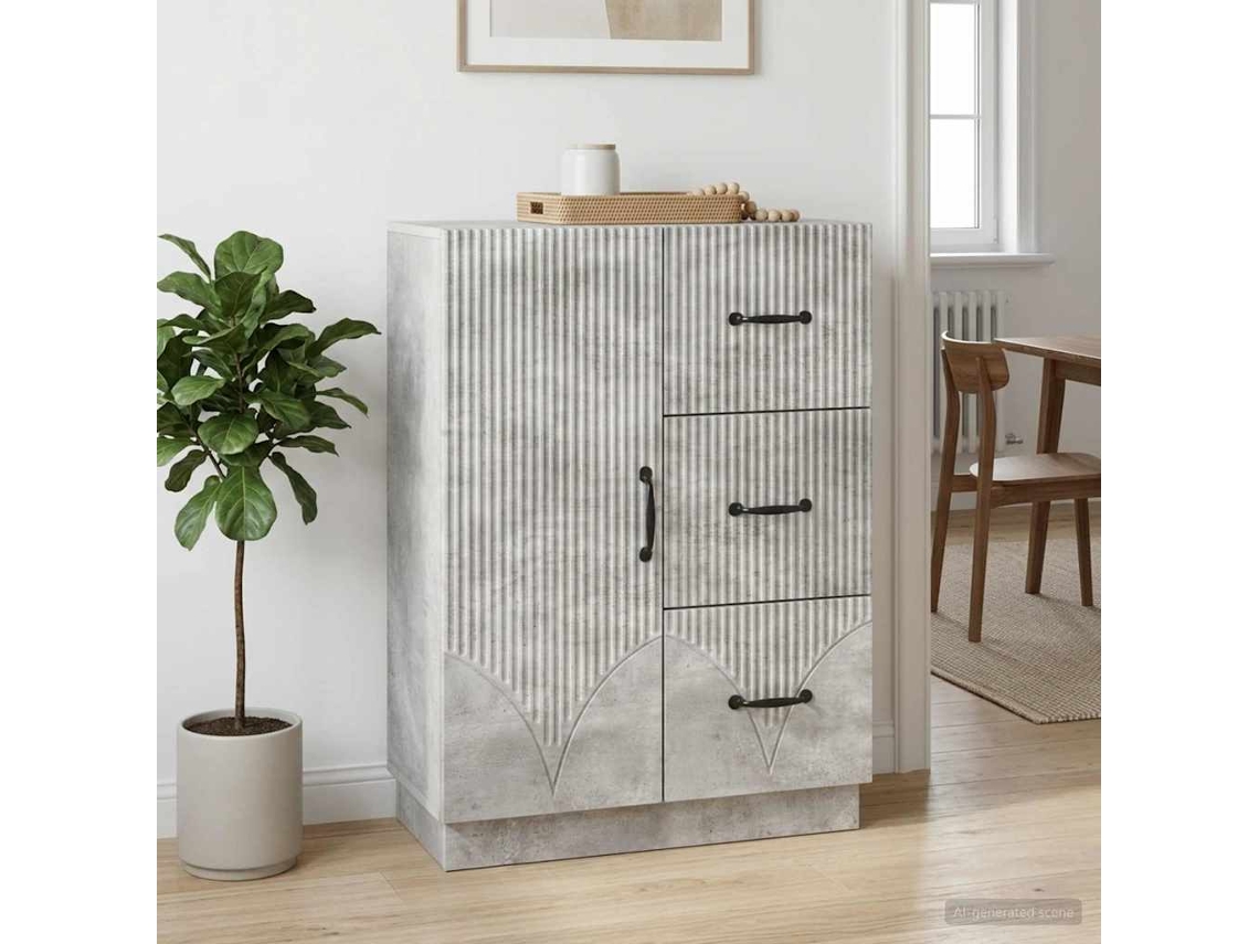 Vidaxl Buffet Cinzento Cimento 66 X 34,5 X 87 Cm Derivados De Madeira