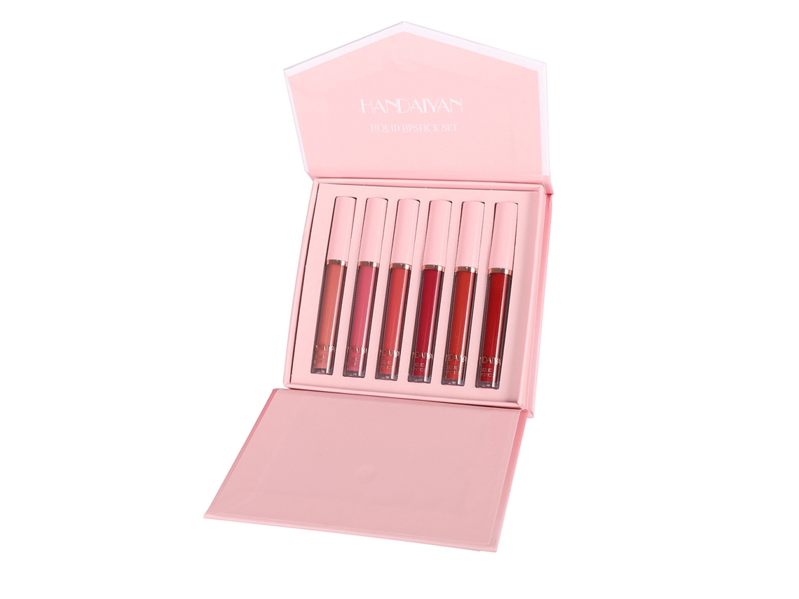 Set Lápis Labial Líquido Handaiyan 6 Cores Matte Glaze Impermeável Não Mancha Maquiagem Labial Duradouro