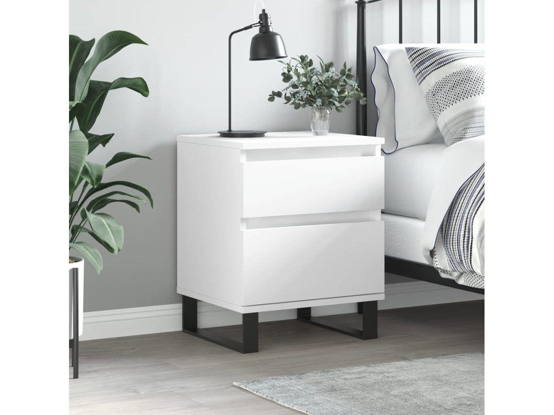 Vidaxl Mesa De Cabeceira 40x35x50 Cm Derivados De Madeira Branco