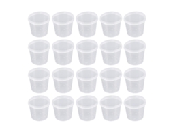 50 Vasos Plásticos Mini com Tampa Contenedores Desecháveis Transparentes para Condimentos Postres Snacks Material Pp