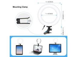 Puluz Ring Light USB de 16 cm/6,2 pol., temperatura de cor de 3200-5600 K, 10 níveis de brilho, com braçadeira de montagem para vídeo ao vivo, luz de preenchimento para laptop LAXISCREED
