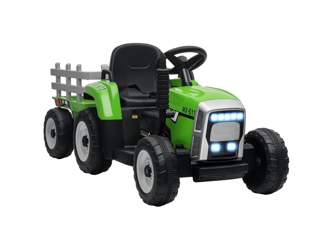 Carro Elétrico Infantil, Trator Infantil, Incluindo Controle Remoto Dos Pais, Velocidade Máxima De 6 Km/h, Verde + Preto Cs
