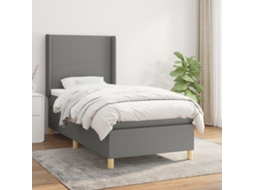 Cama Com Molas/colchão 90x200 Cm Tecido Cinzento-escuro
