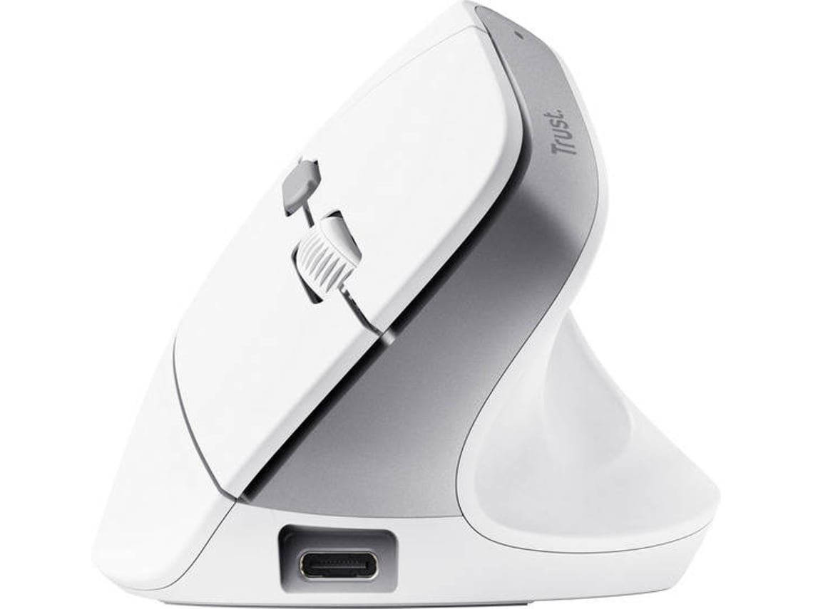Rato Ergonómico Ótico TRUST Bayo II (Branco - USB-C - RF)