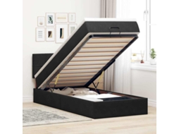Vidaxl Estrutura De Cama Otomana Com Colchão Preto 80x200cm Veludo