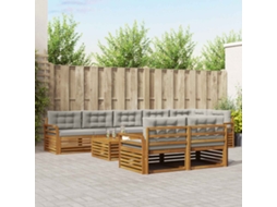 Vidaxl Conjunto De Sofás Para Exterior 9 Unid. Cinza Natural E Claro