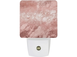 Luminária noturna com fundo de mármore rosa e dourado, luminária noturna decorativa, luminária noturna para viagem.