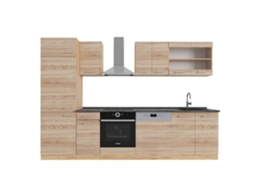 Cozinha R-Line, 300cm, PT Antracite, Sonoma/Carvalho dourado VICCO