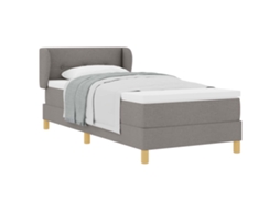 Cama De Solteiro | Camas Para Quarto | Cama Box Com Colchão Cinzento-acastanhado 80 X 200 Cm Tecido