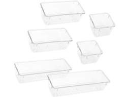 Conjunto Amosfun com 6 Bandejas Organizadoras Transparentes em Plástico Pet, Versáteis e Grande Capacidade Par