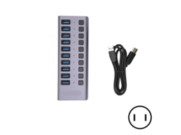 Hub Usb3.0 Estação De Docking Com 10 Portas Transmissão Rápida Interruptor De Energia Individual Cinza Eua