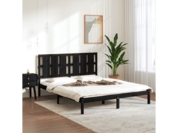 Vidaxl Estrutura De Cama King 150x200 Cm Madeira Maciça Preto