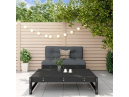 Vidaxl 2 Pcs Conjunto Lounge De Jardim Madeira De Pinho Maciça Preto