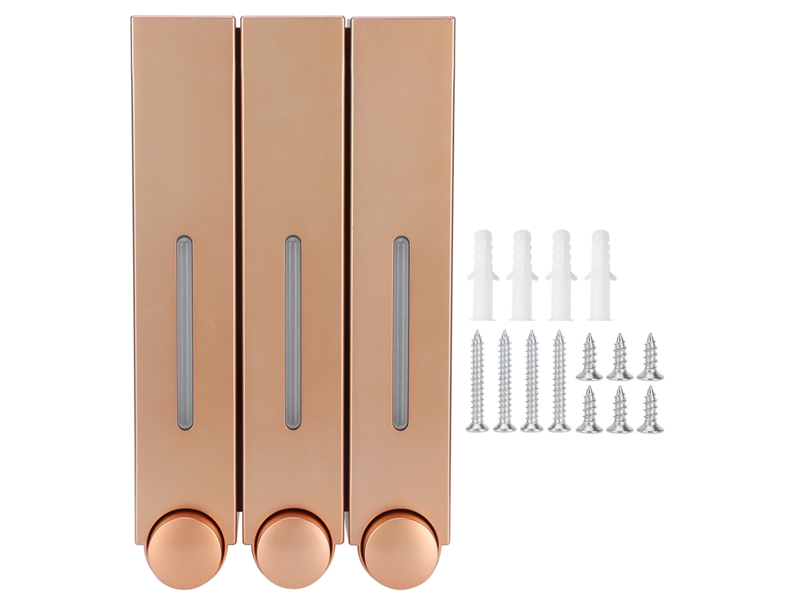 Dispenser de Sabão em Parede 3 Câmaras 420mlx3 Abs para Banheiro Cozinha Gold S/MARCA