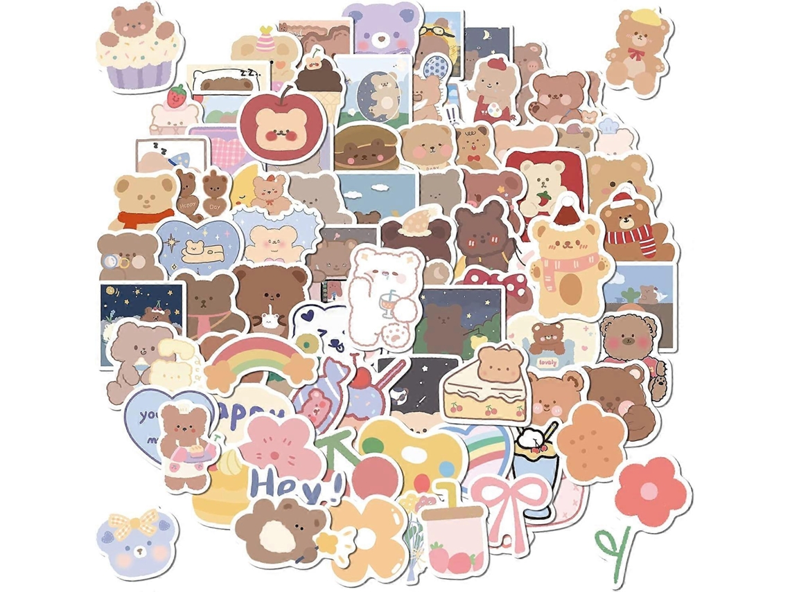 Adesivos Fofos De Urso Coreano Para Presente Para Meninas, Crianças E Adolescentes, 102 Unidades/pacote, Adesivos Pequenos Kawaii Aquaforge